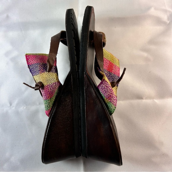 Acosta Leather Sandals 6 Womens Inka Leather Boho Southwestern - Picture 5 of 9